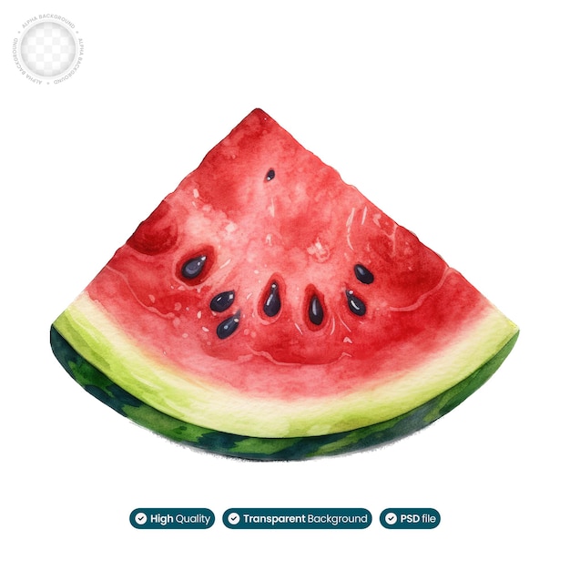 Atercolor illustration einer wassermelone, die die essenz sonniger tage verkörpert