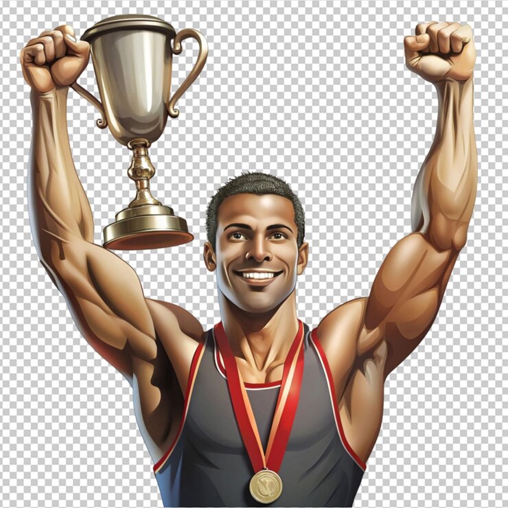 PSD athlète tenant un trophée style d'illustration