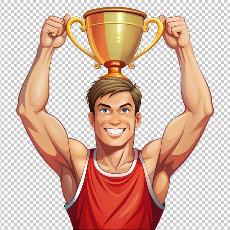PSD athlète tenant un trophée style d'illustration