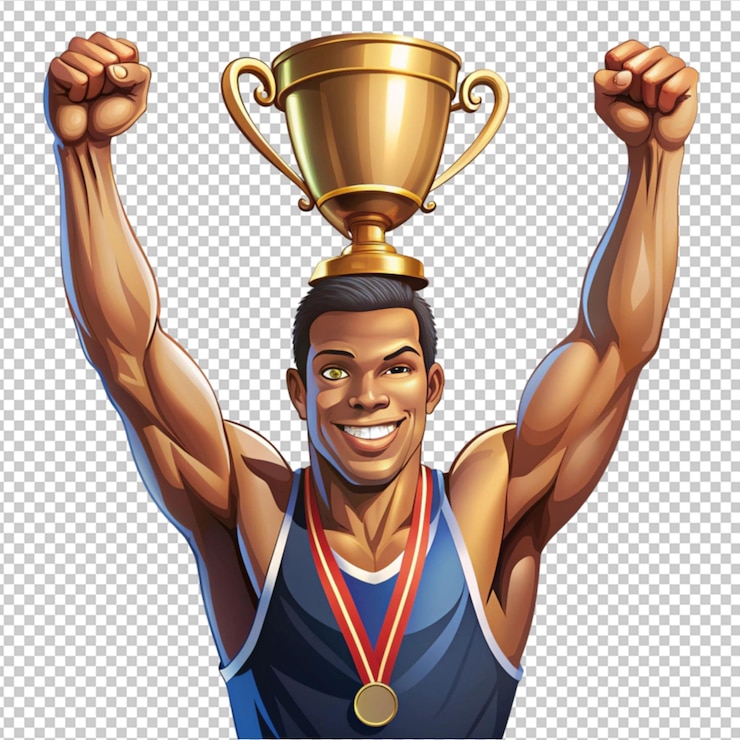 PSD athlète tenant un trophée style d'illustration