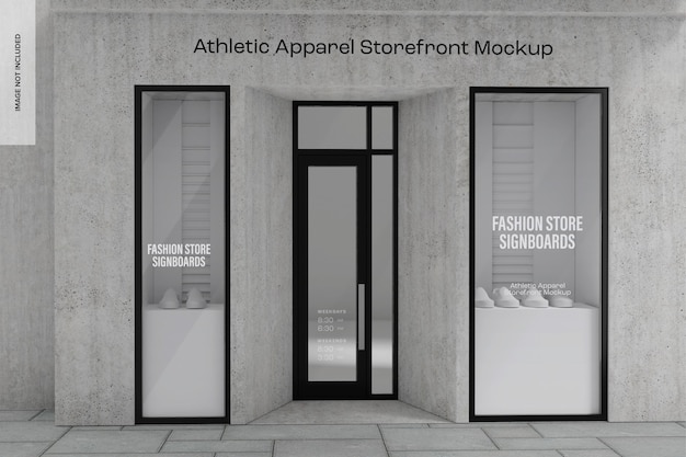 Athletic Apparel Storefront Mockup, Vorderansicht