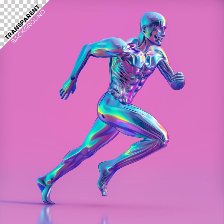 PSD atleta de corrida holográfica 3d