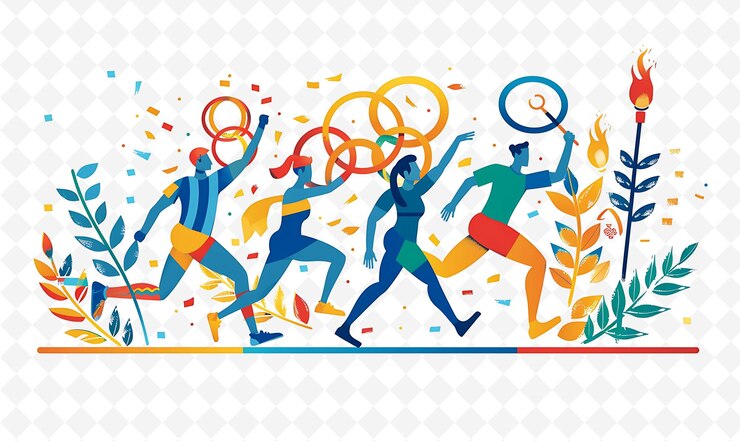 PSD atletas que participam dos jogos olímpicos design é energe ilustração plana cultura caracter