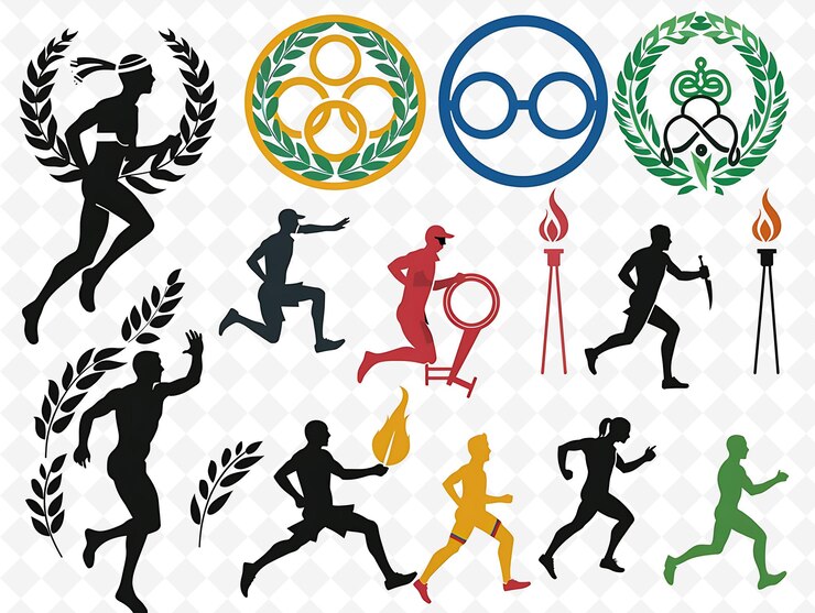 PSD los atletas que participan en los juegos olímpicos diseño es energe ilustración plana cultura caracter