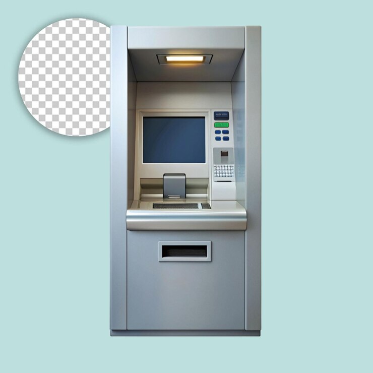 PSD atm negro aislado sobre un fondo transparente