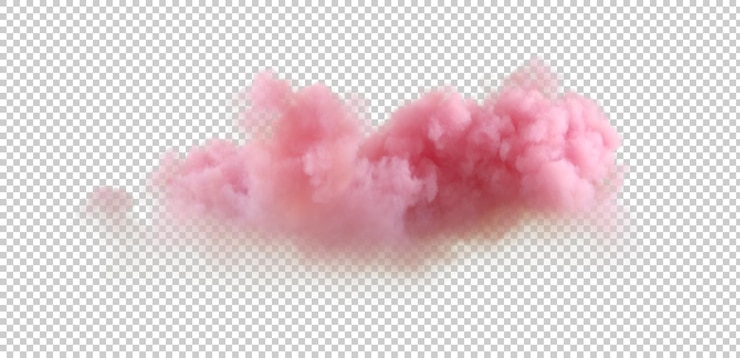 PSD atmosphère pastel de nuages roses sur fond transparent rendu 3d