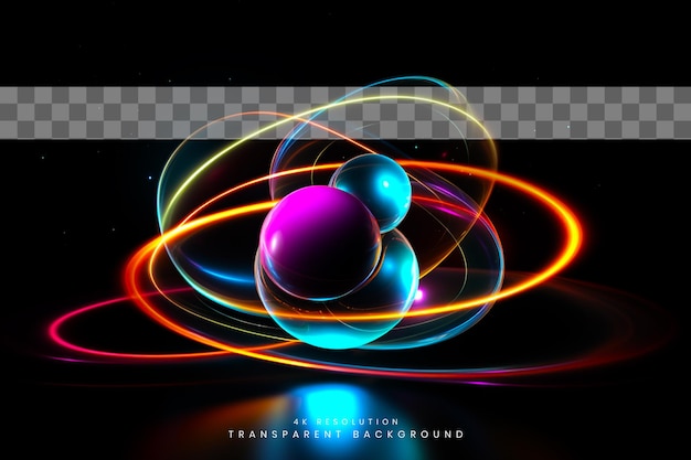 Atomglühende Energie farbenfroher hochdynamischer Effekt auf transparentem Hintergrund