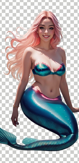 Atractiva, linda e sexy, personagem de sereia.