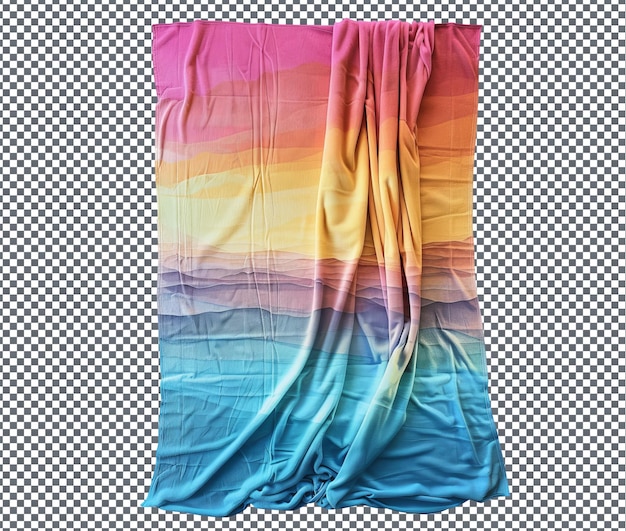 Atractiva toalla de playa de color gradiente aislada sobre un fondo transparente