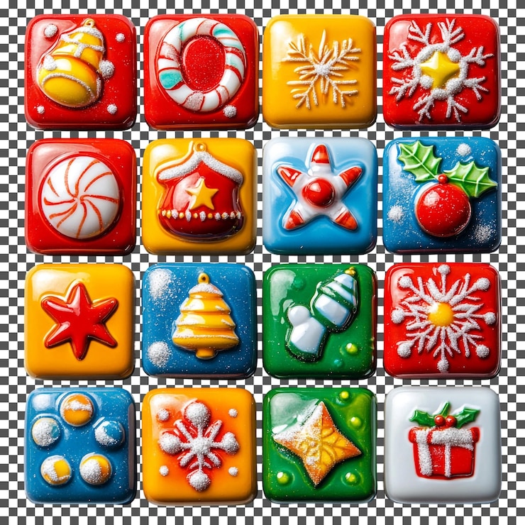 PSD atractivas tarjetas de bingo navideñas aisladas sobre un fondo transparente