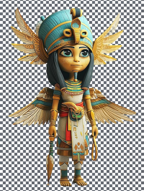 PSD atractivo egípcio horus guerreiro personagem isolado em fundo transparente