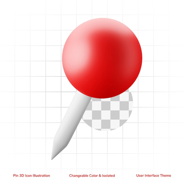 Attachment-Pin-Benutzeroberfläche Thema 3D-Icon-Rendering editierbar isoliert