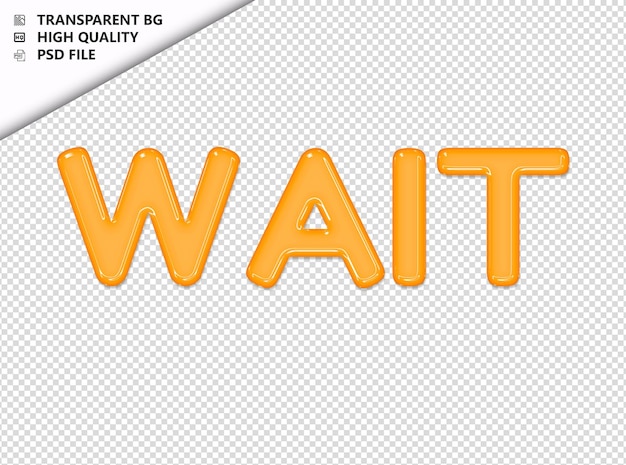 Attendre La Typographie Texte Jaune Verre Brillant Psd Transparent