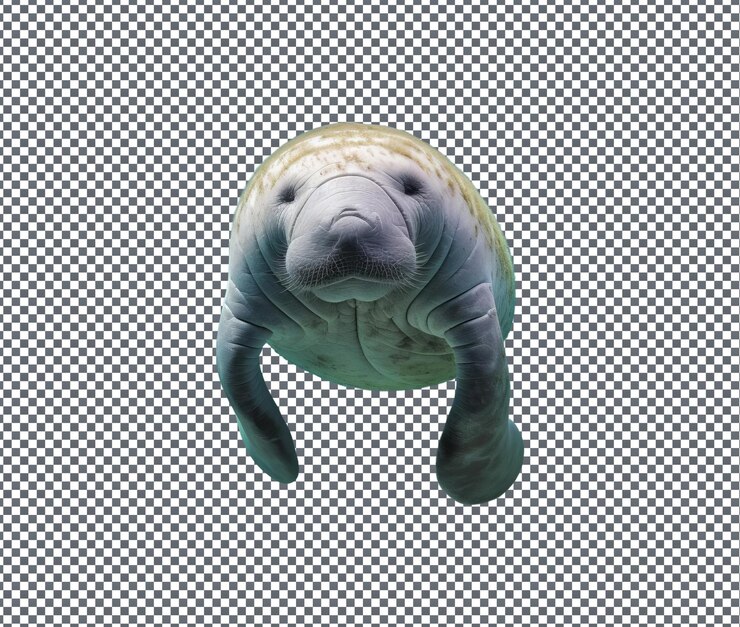 PSD attractive manatee isolated on transparent background