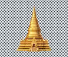 PSD attractive pagode dorée isolée sur un fond transparent
