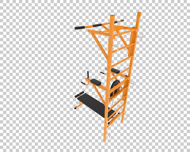 Attrezzatura di ginnastica a trazione isolata sullo sfondo illustrazione di rendering 3D