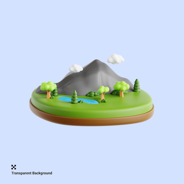 Attrezzatura per l'esplorazione di montagne per avventurieri Illustrazione dell'icona 3D