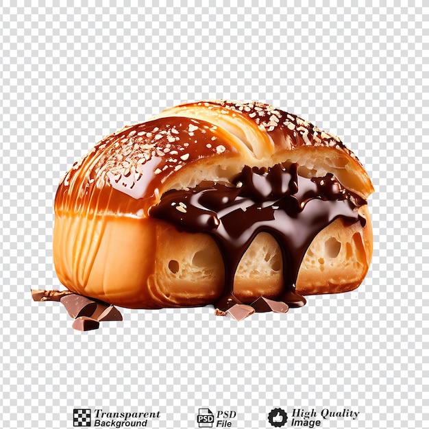 Au pain chocolat con chocolate aislado sobre un fondo transparente