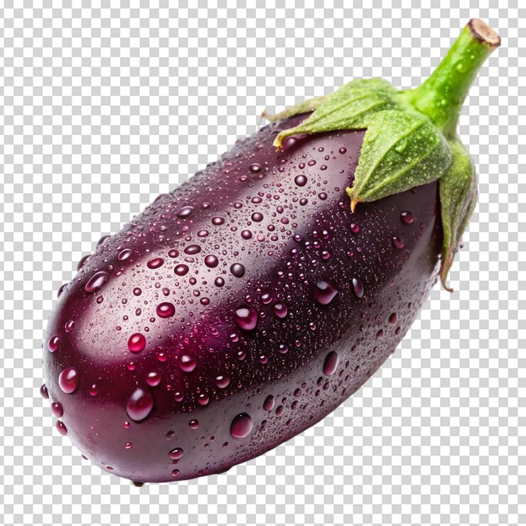Aubergine con gocce d'acqua sullo sfondo bianco isolato