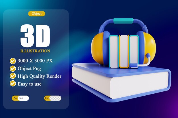 Audiolibro de ilustración 3d 3