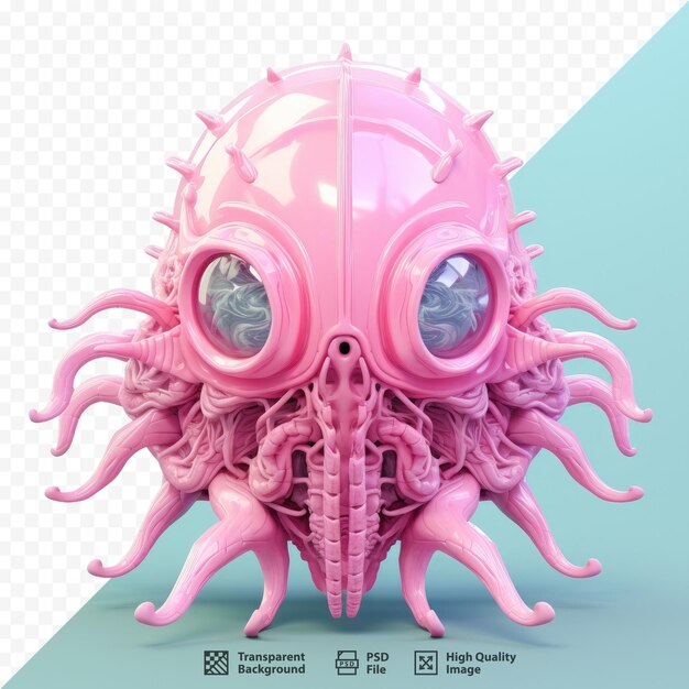 PSD auf der vorderseite ist ein rosa oktopus mit rosa gesicht abgebildet.