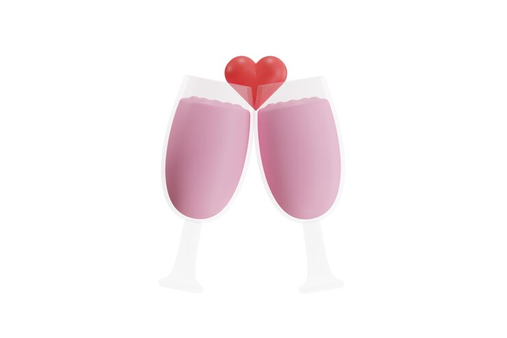 PSD auf die liebe, rosa toastgläser 3d-ikonen