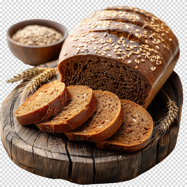 Auf einem durchsichtigen hintergrund isolierte brotscheiben von oben