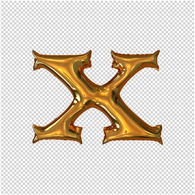 Aufblasbarer goldener buchstabe 3d-rendering