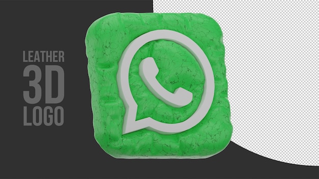 Aufgeblasenes 3d-whatsapp-logo mit realistischer lederstruktur (rechts oben)