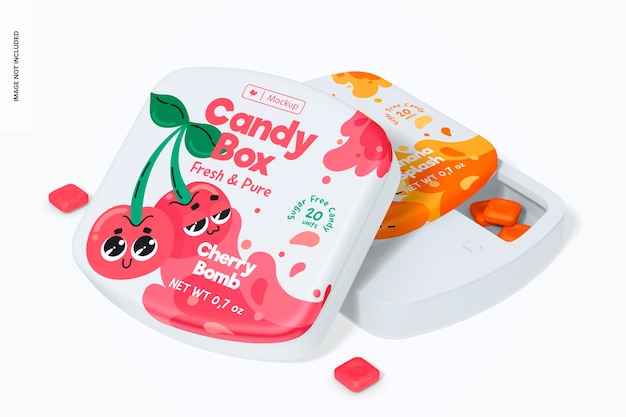 Aufgeschlitztes Candy Box Mockup, gelehnt