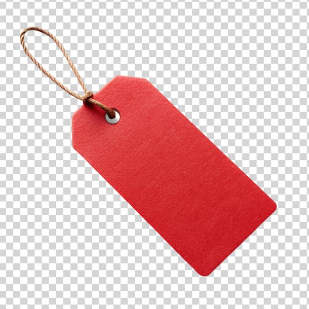 Aufhängendes rotes Kartonpreisschild, isoliert auf durchsichtigem Hintergrund