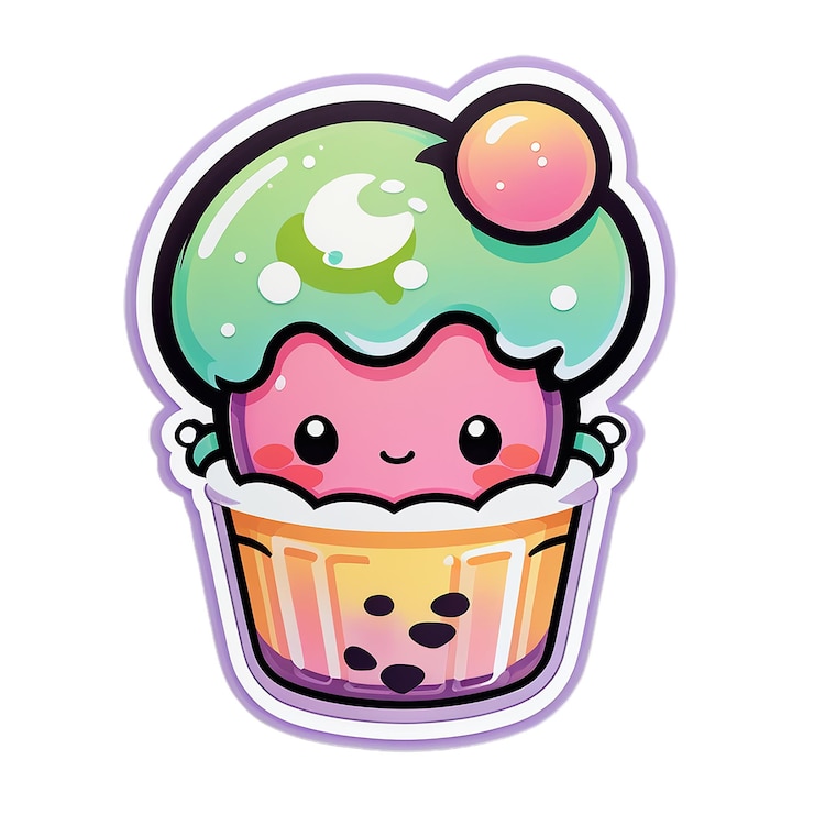 PSD aufkleber für kawaii boba
