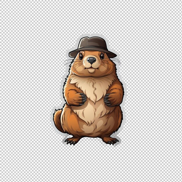 PSD aufkleber-logo groundhog isolierter hintergrund iso