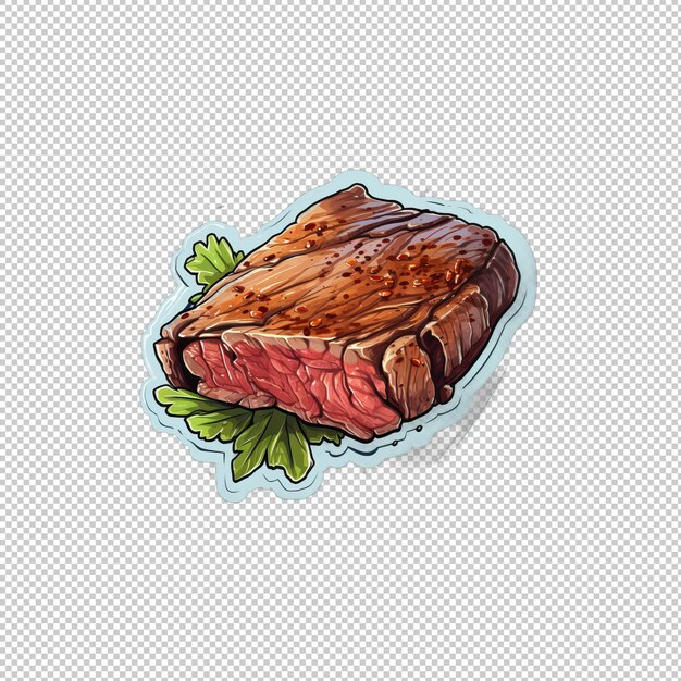 Aufkleber-logo steak isoliert hintergrund isoliert