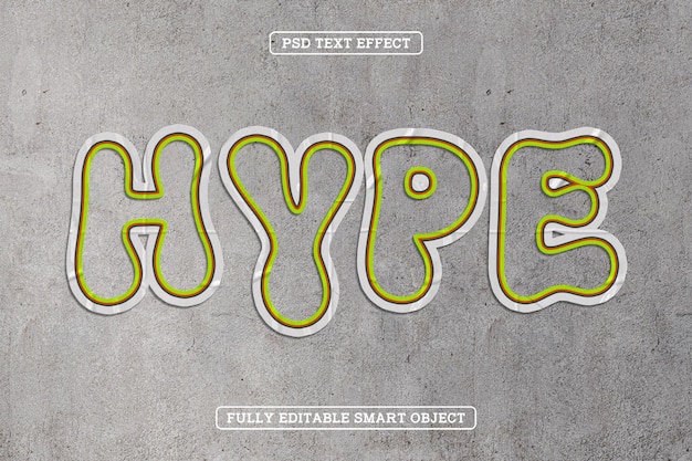Aufkleber-Stil-Hype-Text-Effekt