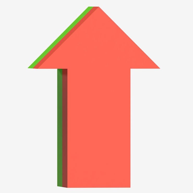 PSD aufwärts roter pfeil 3d-symbol