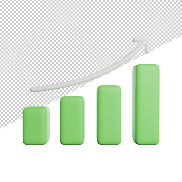 PSD aumento de beneficios vista frontal del gráfico ilustración de renderizado 3d sobre fondo transparente