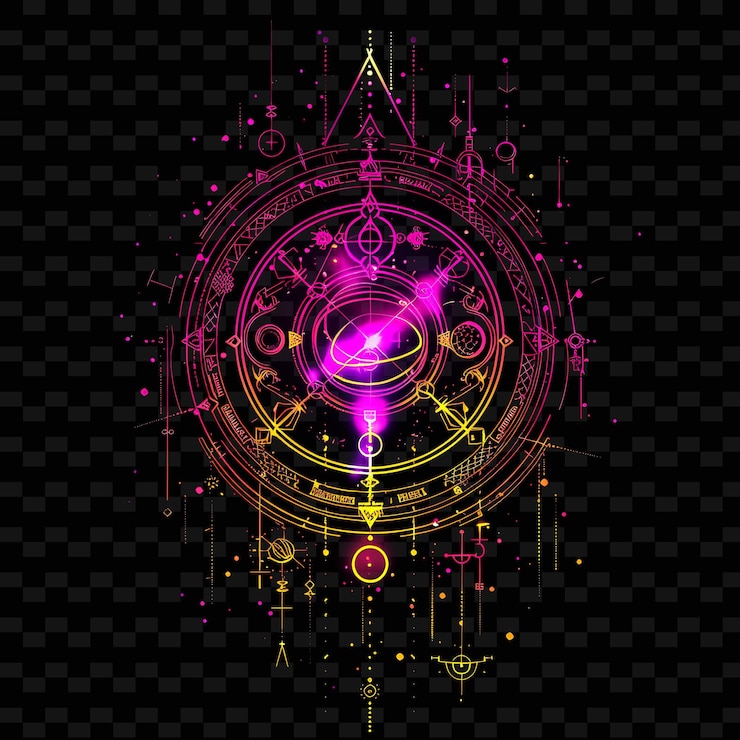 PSD aura di neon radiante di un potente alchimista con neon vibrante png creative neon line art designs