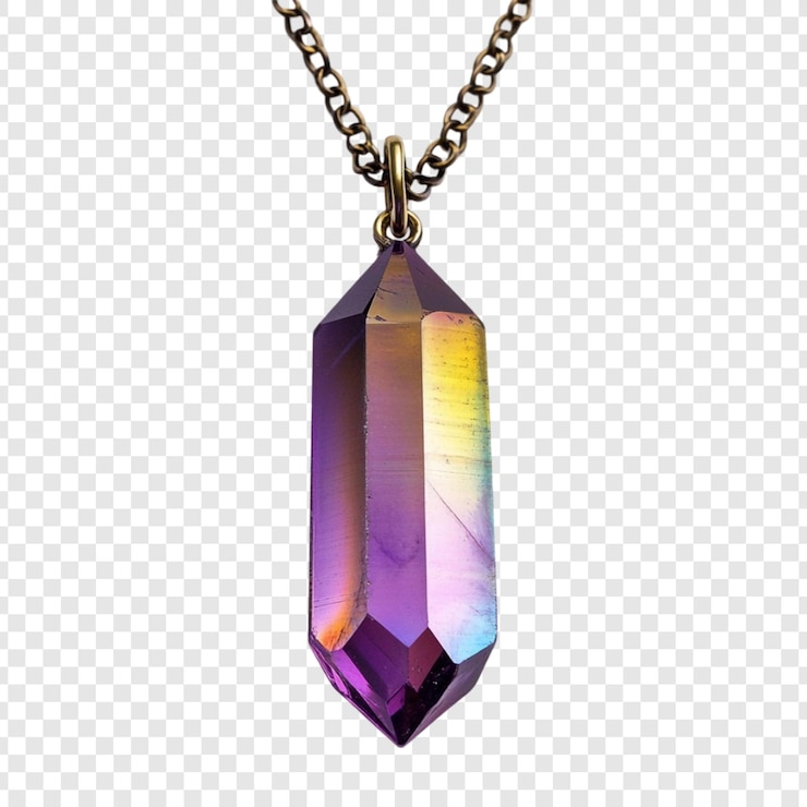 PSD aura quartz crystal rainbow pendant collier joyaux spirituels cadeau