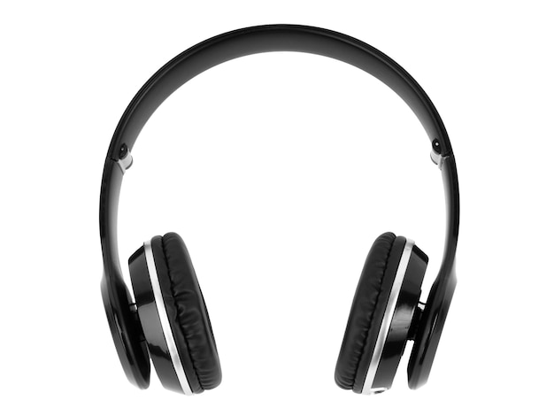 Auricolari wireless in nero di alta qualità isolati su sfondo bianco trasparente per la pubblicità
