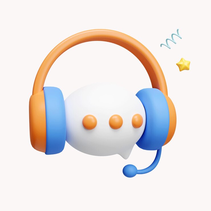 PSD auriculares 3d con icono de cuadro de texto servicio de línea directa de atención al cliente para ayuda e icono de preguntas frecuentes aislado sobre fondo blanco ilustración de representación 3d trazado de recorte