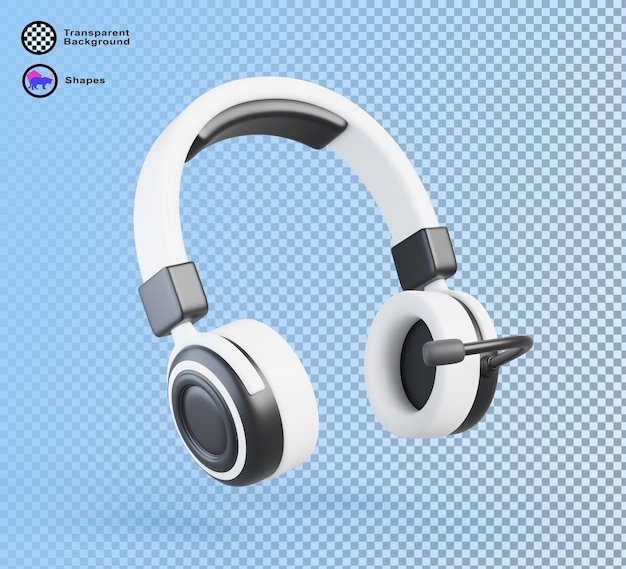 Auriculares 3D con micrófono para centro de llamadas videoconferencia webinar comunicación juego chat de voz o transmisión auriculares Dj auriculares con altavoz de sonido icono de renderizado aislado