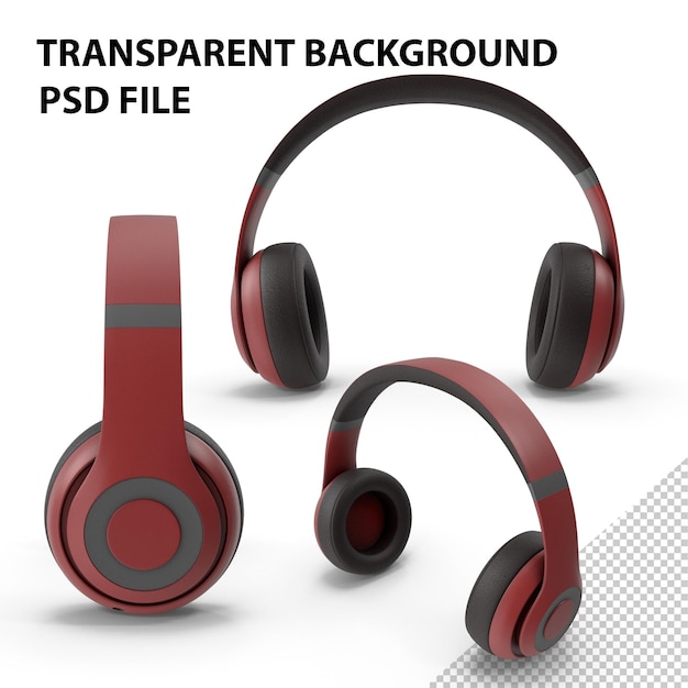 Auriculares abiertos rojo png