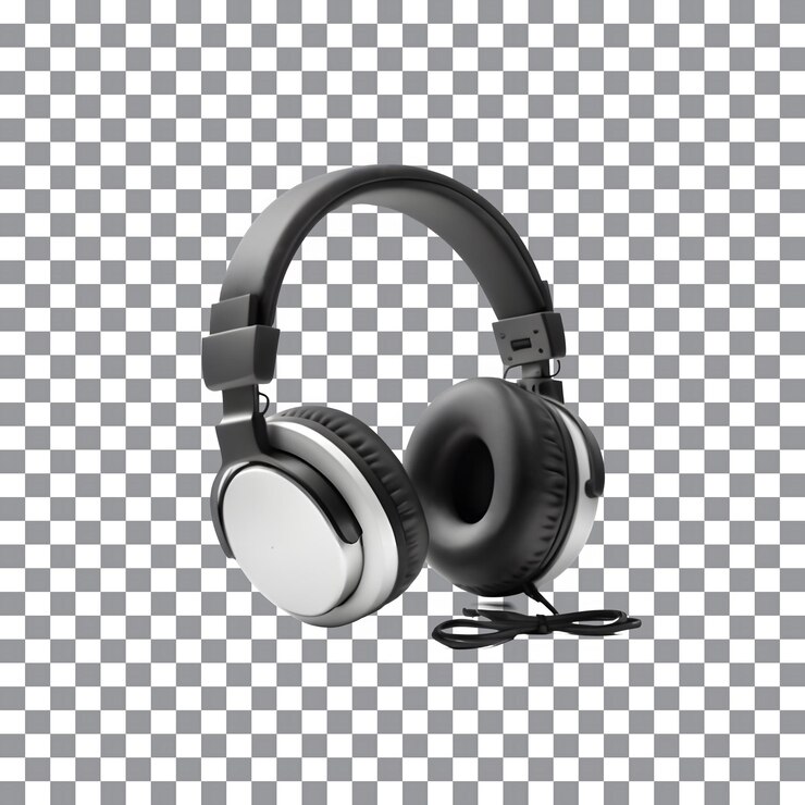 PSD auriculares de audio de primer plano en un fondo transparente
