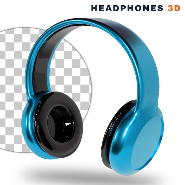 PSD auriculares azules 3d sobre fondo transparente