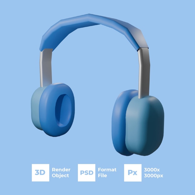 unos auriculares azules que dicen 3D en la parte inferior