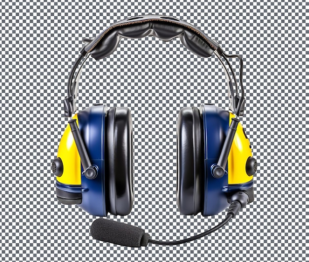 Auriculares de comunicación con tapones para los oídos aislados sobre un fondo transparente