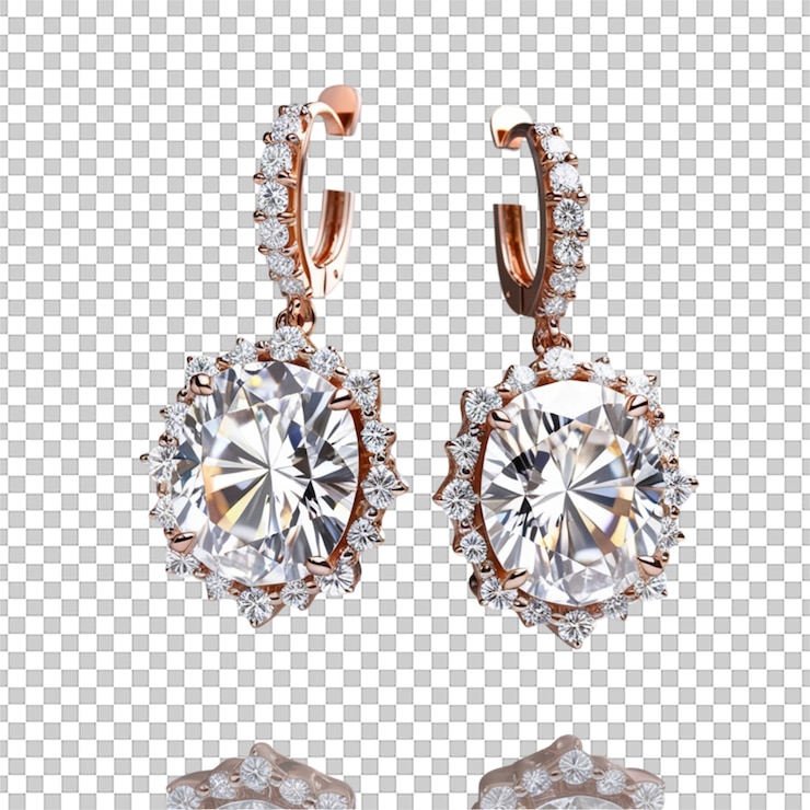 PSD auriculares de diamantes de lujo aislados en fondo transparente