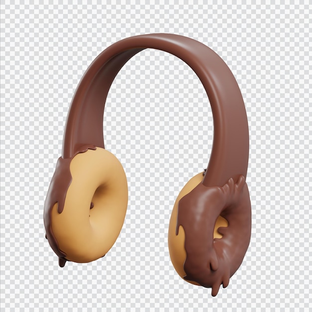 PSD auriculares de donut de ilustración 3d en renderizado 3d aislado