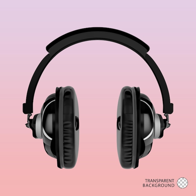 Auriculares con elementos y notas musicales ilustración 3d